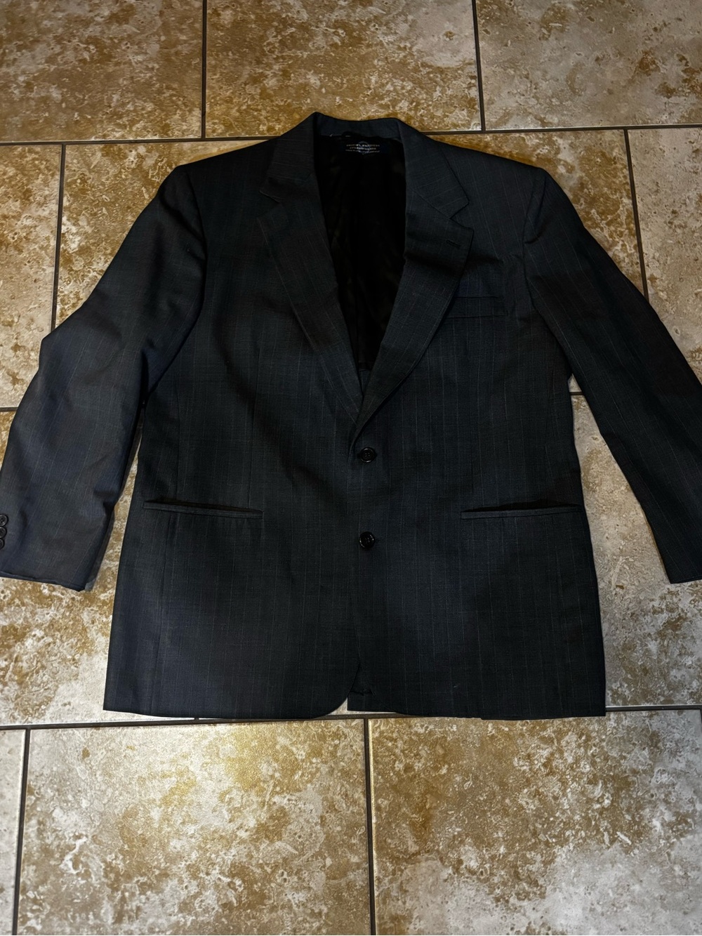 Brooks Brothers Men's Dark Black Pinstripe Suit Jacket